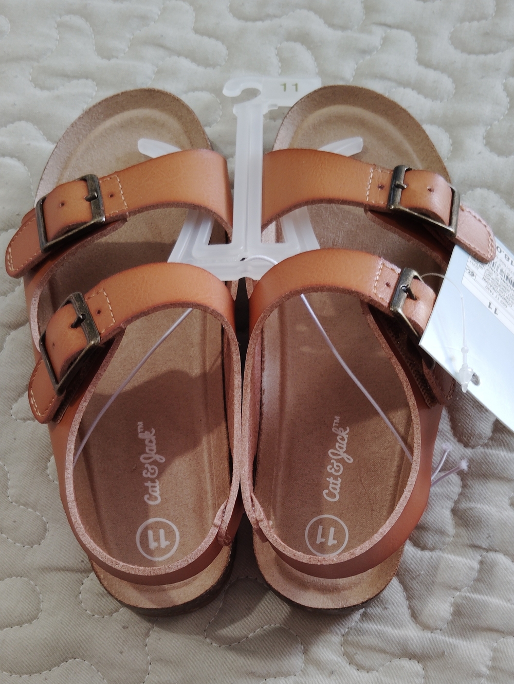 Cat & Jack Reagan Footbed Sandals Cognac Brown Kids 11